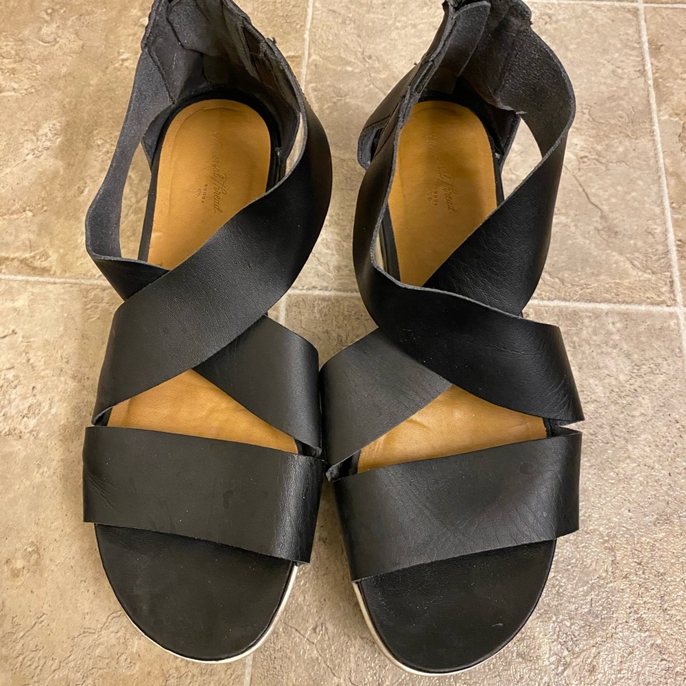 Black sandals with white bottom. Platform